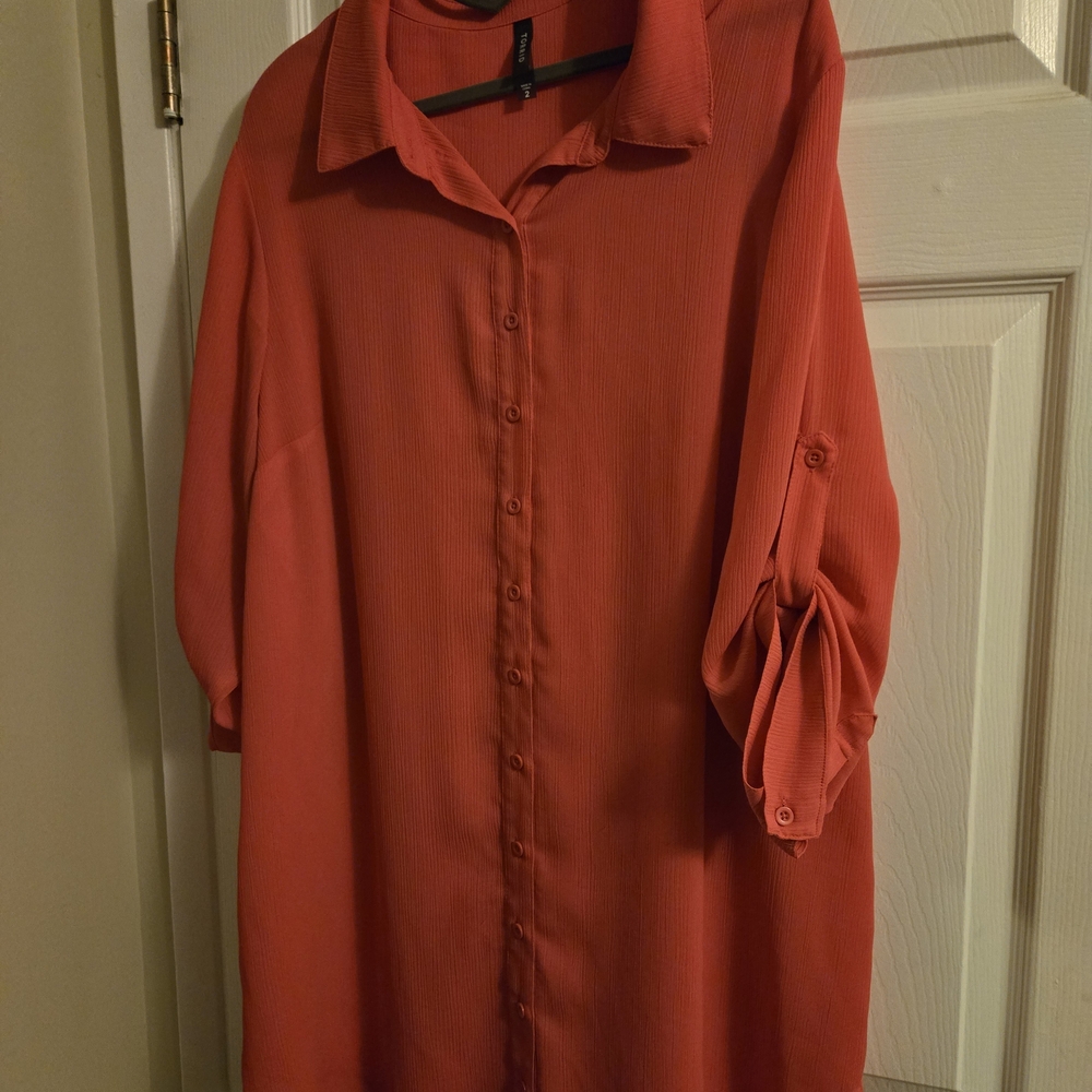 Torrid Vibrant Red Long Sleeve Tunic Dress